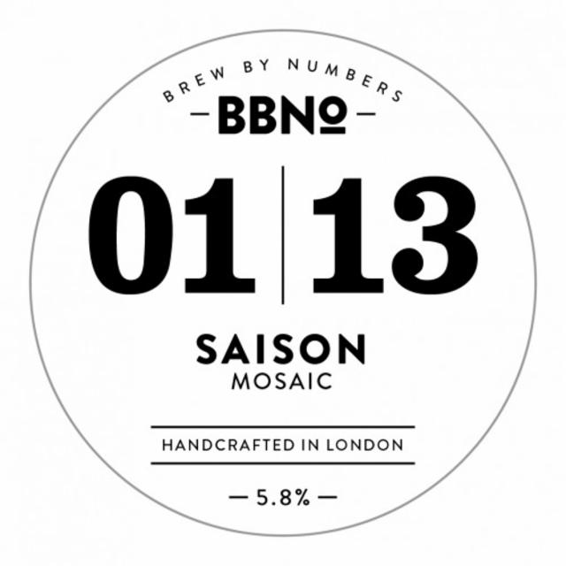 01|13 Saison - Mosaic 5.5%, Brew By Numbers, England