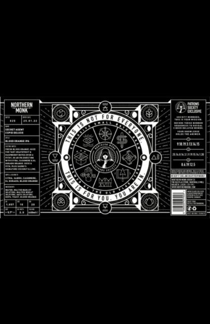 025 Secret Agent Cupid Deluxe / Patrons Exclusive / Blood Orange IPA 5.7%, Northern Monk Brew Co., England
