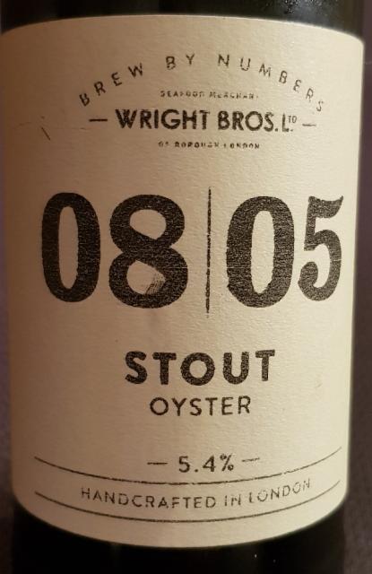 08|05 Stout - Oyster 5.4%, Brew By Numbers, England