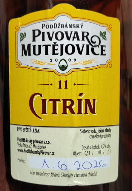 11 Citrin 4.2%, Poddžbánský pivovar Mutějovice, Germany