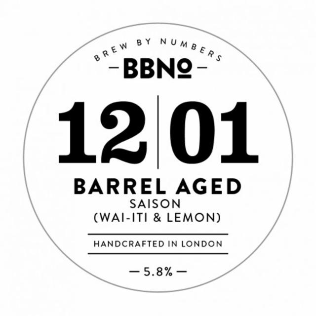 12|01 Barrel Aged - Saison (White Wine/Wai-Iti & Lemon) 6.5%, Brew By Numbers, England