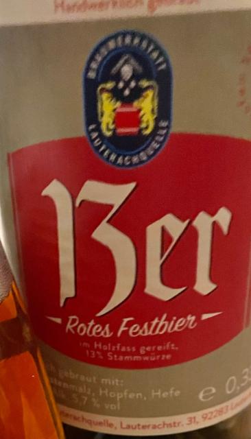 13er Rotes Festbier 5.7%, Brauwerkstatt Lauterbachquelle, Germany