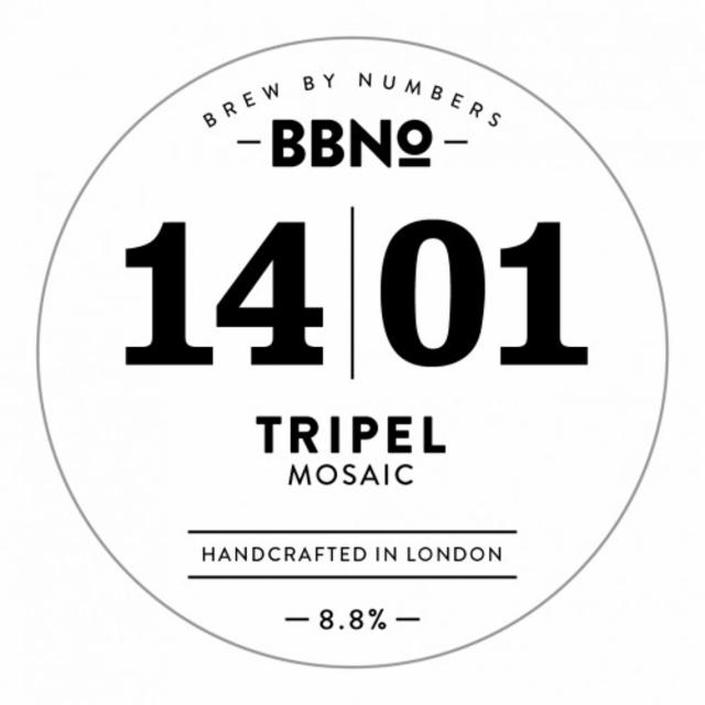 14|01 Tripel - Mosaic 9.0%, Brew By Numbers, England