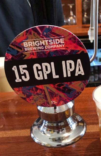 15 GPL IPA 5.0%, Brightside Brewing, England