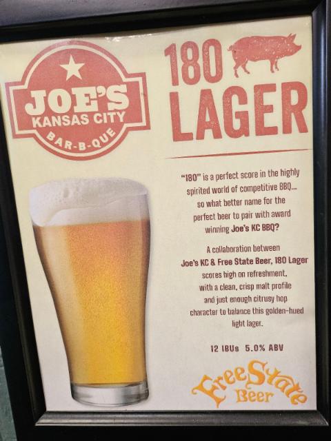 180 Lager 5.0%, Joe's KC BBQ, United States