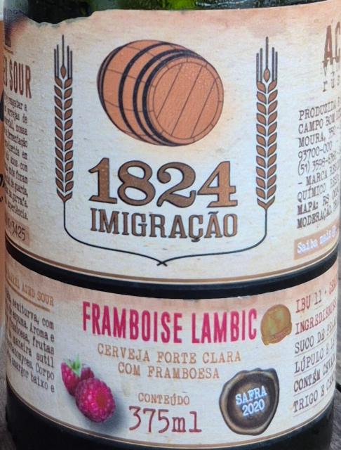 1824 Imigração Framboise Lambic 6.7%, Cervejaria Imigração, Brazil