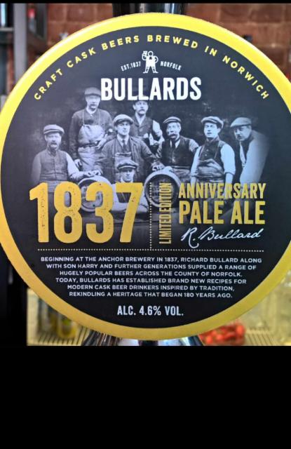 1837 Anniversary Pale Ale 4.6%, Bullards, England