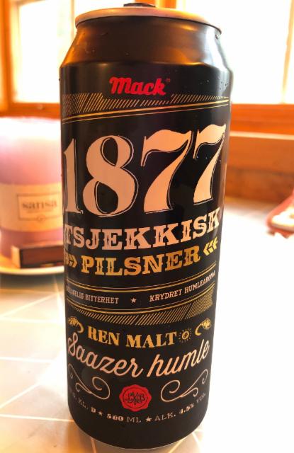 1887 TSJEKKISK PILSNER Ren Malt Saazer humle 4.5%, Macks Ølbryggeri, Norway