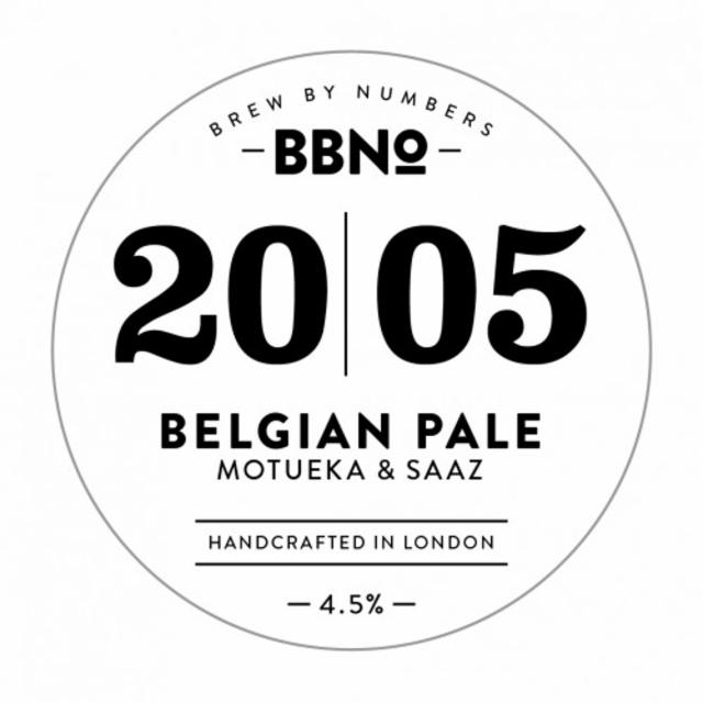 20|05 Belgian Pale - Motueka & Saaz 4.5%, Brew By Numbers, England