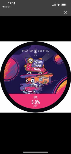 24 hour drive thou 5.8%, Phantom Brewing Co., England