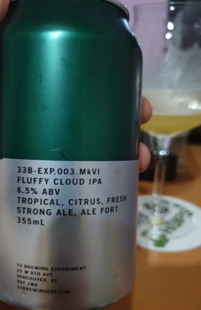 33B-Exp.003 MKVI - Fluffy Cloud 5.0%, 33 Acres Brewing Co., Canada