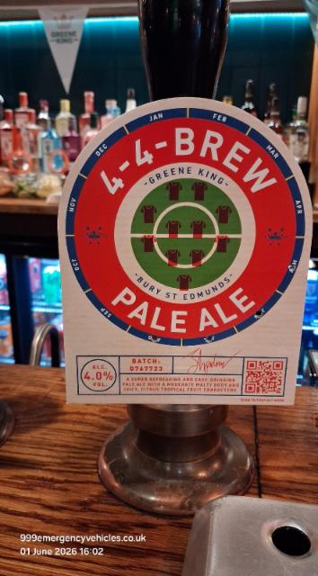 4-4 brew pale ale 4.0%, Greene King, England