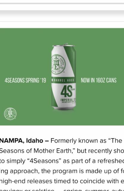 4 Season's Spring '19 11.6%, Mother Earth Brewing Company, United States