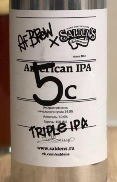 American IPA 5C 10.0%, Salden's Brewery, Russia