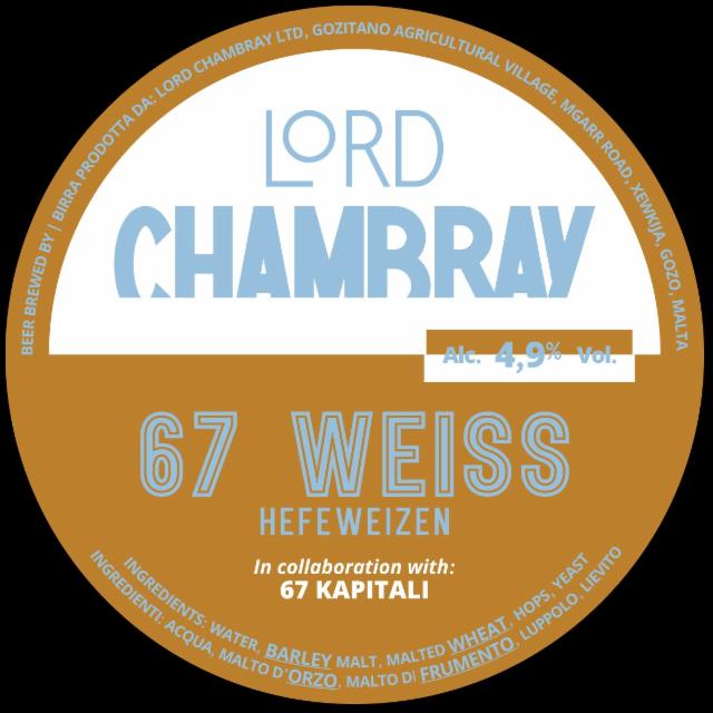 67 Weiss 4.9%, Lord Chambray Brewery, Malta