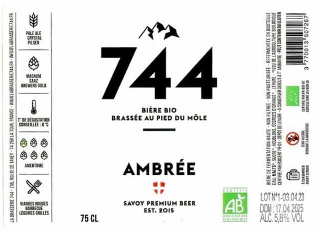 744 Ambrée 6.2%, La Brasserie 744, France