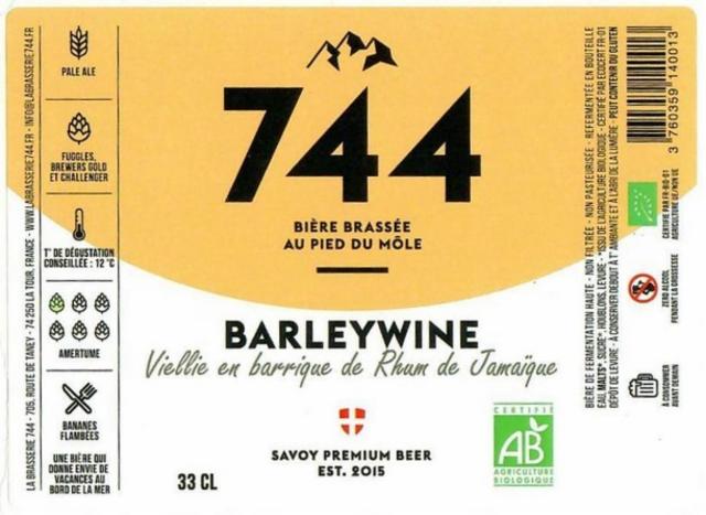 744 Barley Wine Rhum De Jamaïque BA 10.0%, La Brasserie 744, France