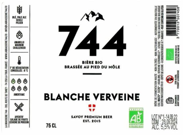 744 Blanche Verveine 5.8%, La Brasserie 744, France