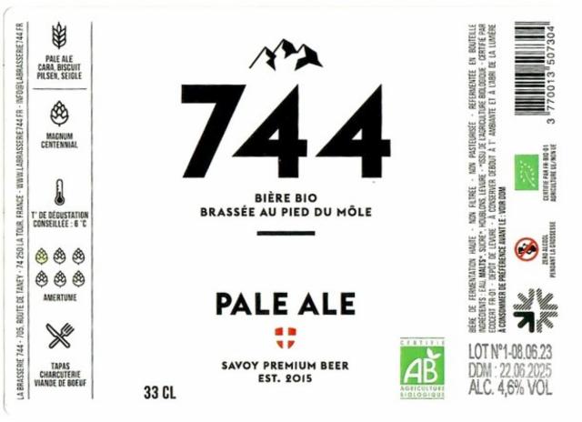 744 Pale Ale 4.6%, La Brasserie 744, France