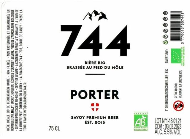 744 Porter 6.7%, La Brasserie 744, France