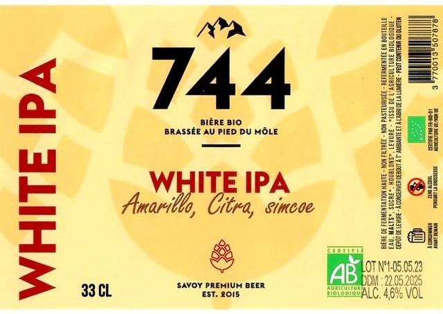 744 White IPA 4.6%, La Brasserie 744, France
