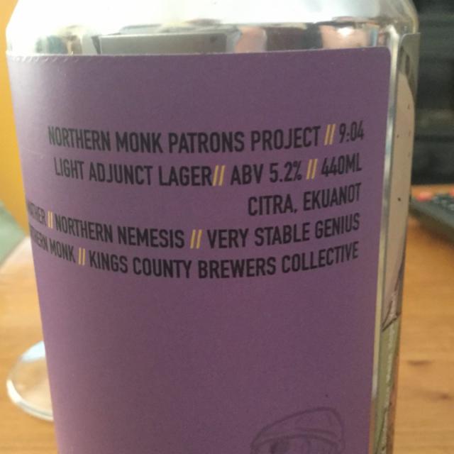 Patrons Project 9.04 // Very Stable Genius 5.2%, Northern Monk Brew Co., England