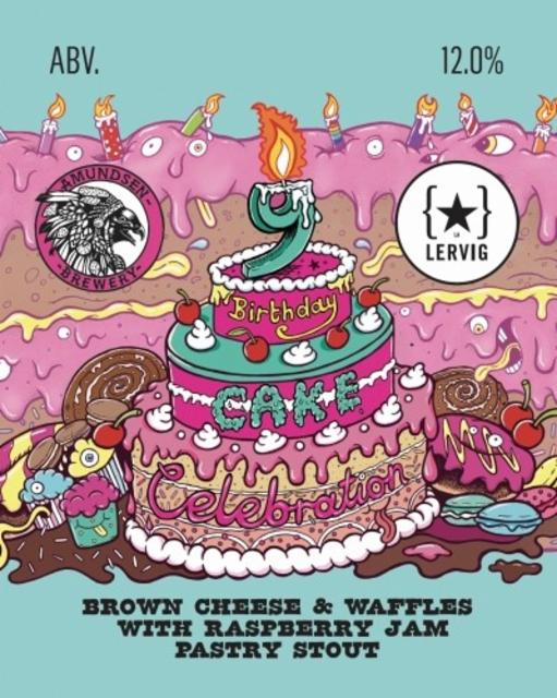 9th Birthday Cake Celebration - Brown Cheese & Waffle With Raspberry Jam 12.0%, Amundsen Bryggeri, Norway