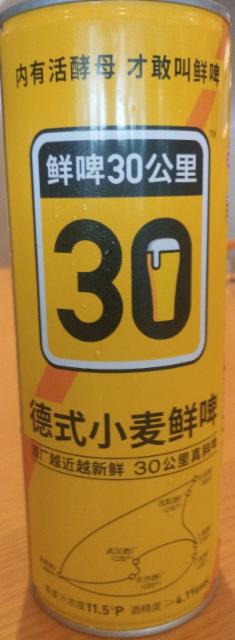 Dé Shì Xiǎomài Xiān Pí / 德式小麦鲜啤 4.1%, Fresh Beer 30km / 鲜啤30公里, China