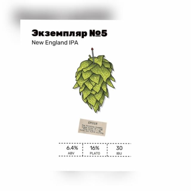 Ekzemplyar №5 / Экземпляр №5 6.4%, White Stone Brewery, Russia