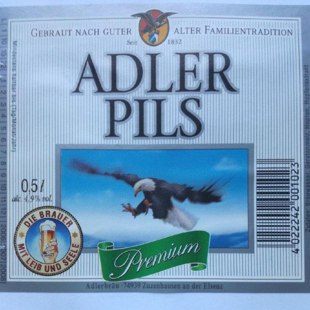 Adler Pils 4.9%, Adler Bräu Zuzenhausen, Germany