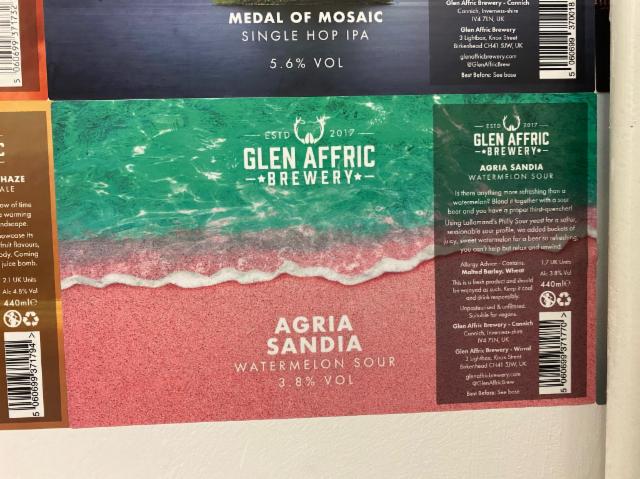 Agria Sandia 3.8%, Glen Affric Brewery, England