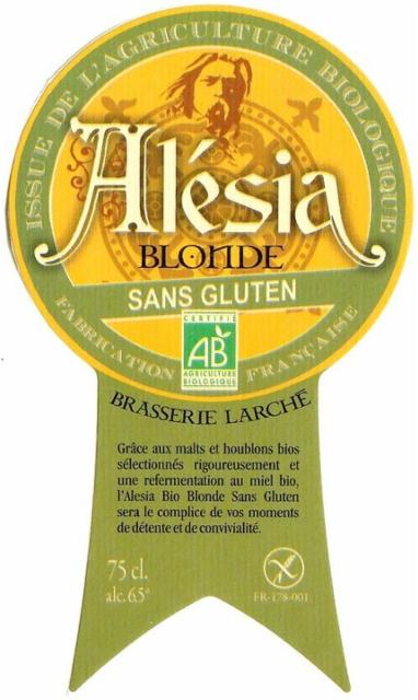 Alésia Blonde Sans Gluten 6.5%, Brasserie Larché, France