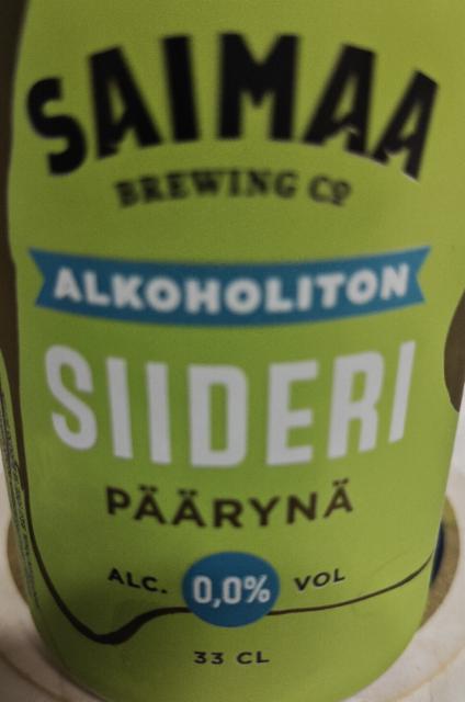 Alkoholiton päärynä siideri 0.0%, Saimaa Brewing Company, Finland