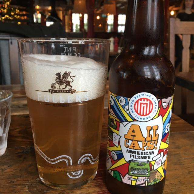 All Caps American Pilsner 4.5%, Mondo Brewing Company, England