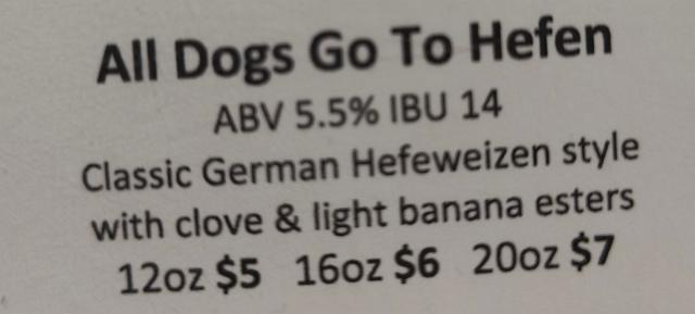 All Dogs Go To Hefen, Ice Box Brewing Co