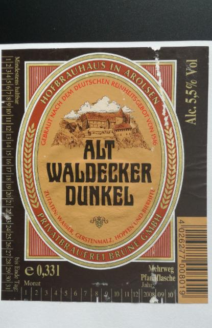 Alt Waldecker Dunkel 5.0%, Fürstliches Hofbrauhaus Arolsen, Germany