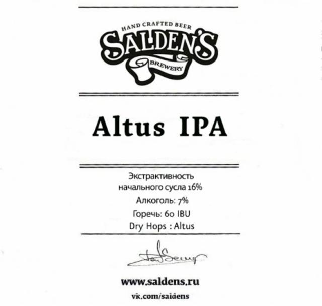 Altus IPA 7.0%, Salden's Brewery, Russia