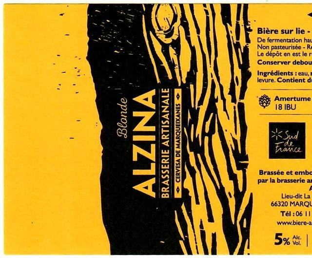 Alzina Blonde 5.0%, Brasserie Artisanale L'Alzina (Alzina), France