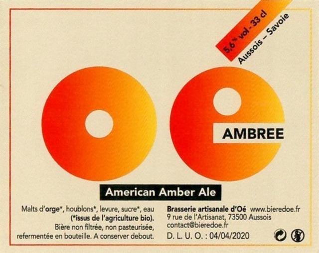 Ambrée American Amber Ale, Brasserie Artisanale D'Oé