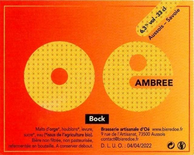 Ambrée Bock 6.3%, Brasserie Artisanale D'Oé, France