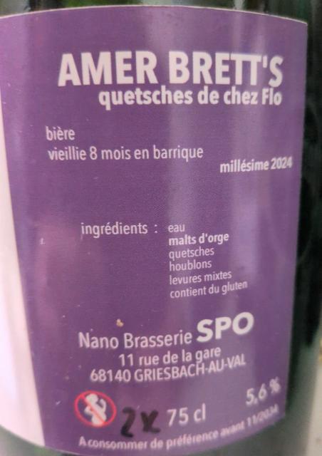 Amer Brett's Quetsches de chez Flo, Brasserie SPO