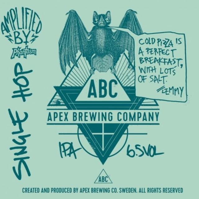 Amplified Single Hop IPA 6.5%, Apex Brewing Company, Sweden