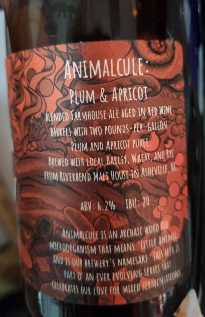 animalcule: plum & apricot 6.2%, Little Animals Brewery, United States