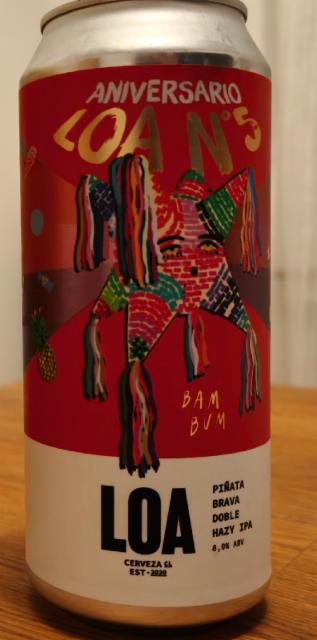 aniversario loa n5 piñata brava doble hazy ipa 8.0%, Loa Chile Spa, Chile