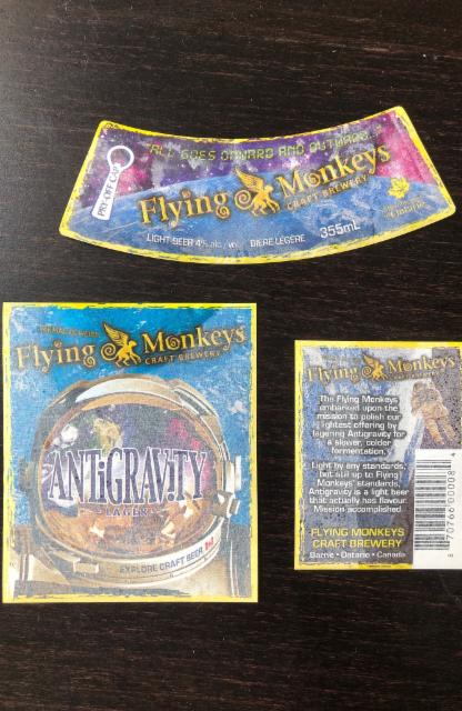 Antigravity Lager 5.0%, Flying Monkeys Craft Brewery, Canada