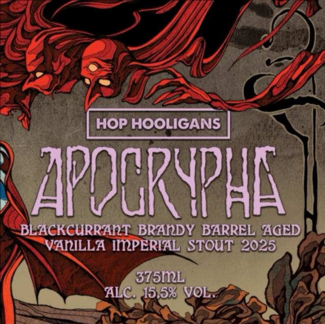 Apocrypha: Blackcurrant Brandy Barrel Aged Vanilla 2025 15.5%, Hop Hooligans, Romania