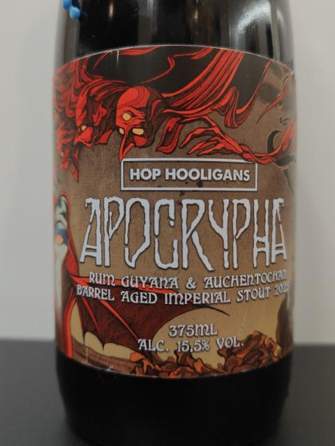 Apocrypha: Rum Guyana & Auchentochan Barrel Aged Imperial Stout (2025 Blue Wax) 15.5%, Hop Hooligans, Romania