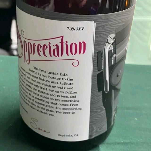 Appreciation 7.3%, Sante Adairius Rustic Ales, United States