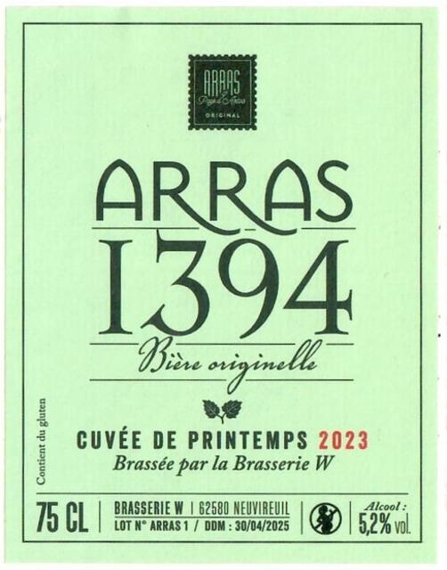 Arras 1394 - Edition 2023 5.2%, Brasserie W, France