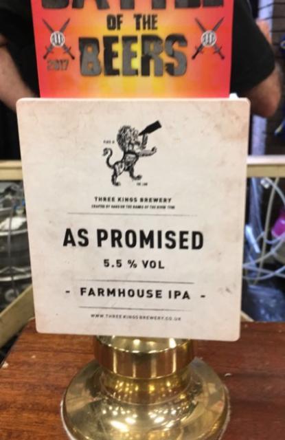 As Promised 5.5%, Three Kings Brewery, England